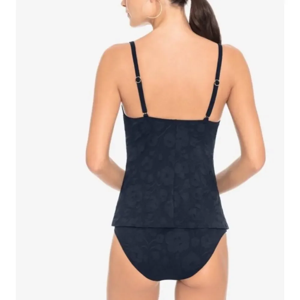 ROBIN PICCONE Tankini SZ Extra Small NEW Swim Navy Jacquard Texture Floral NWOT